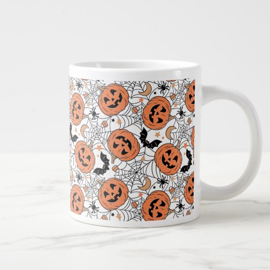 Spooky Pumpkin Halloween Pattern Grote Koffiekop (Rechts)