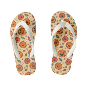 Spooky Pumpkin Halloween Pattern Kinder Teenslippers