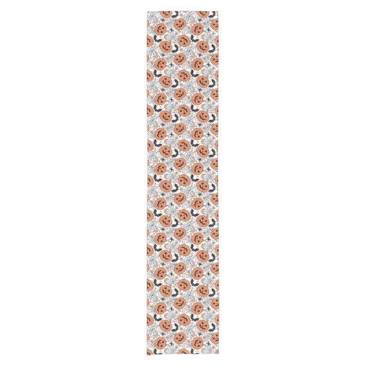 Spooky Pumpkin Halloween Pattern Korte Tafelloper (Voorkant)