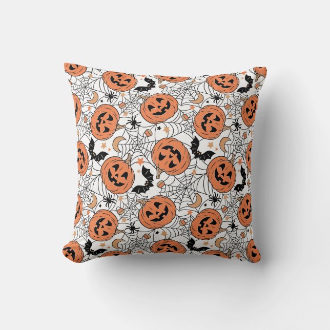 Spooky Pumpkin Halloween Pattern Kussen (Voorkant)