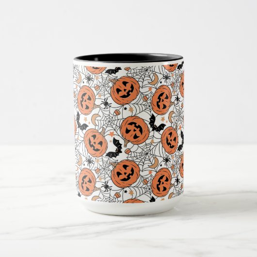 Spooky Pumpkin Halloween Pattern Mok (Midden)