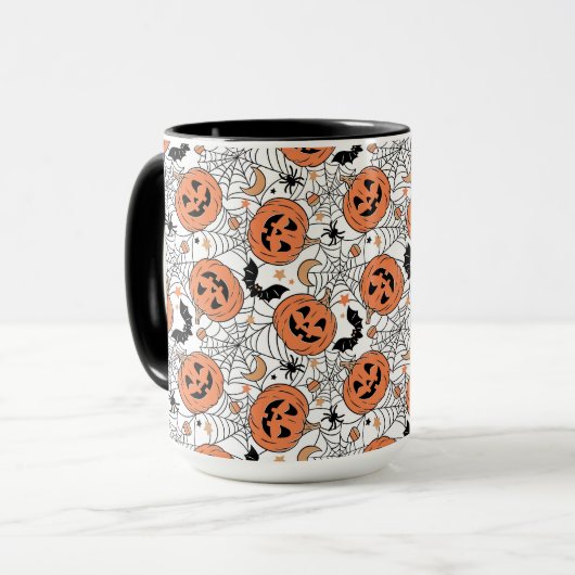 Spooky Pumpkin Halloween Pattern Mok (Voorkant links)
