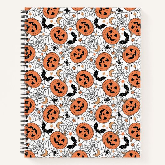Spooky Pumpkin Halloween Pattern Notitieboek (Voorkant)