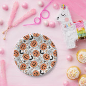 Spooky Pumpkin Halloween Pattern Papieren Bordje (Feest)