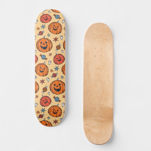 Spooky Pumpkin Halloween Pattern Persoonlijk Skateboard (Voorkant)