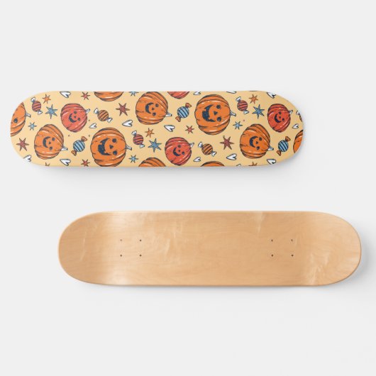 Spooky Pumpkin Halloween Pattern Persoonlijk Skateboard (Horizontaal)