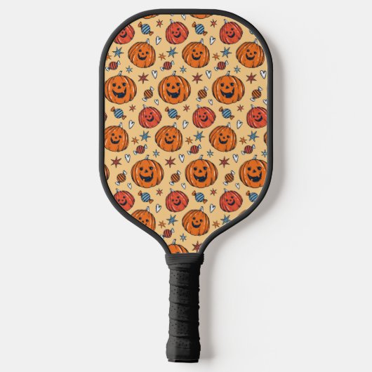 Spooky Pumpkin Halloween Pattern Pickleball Paddle (Achterkant)