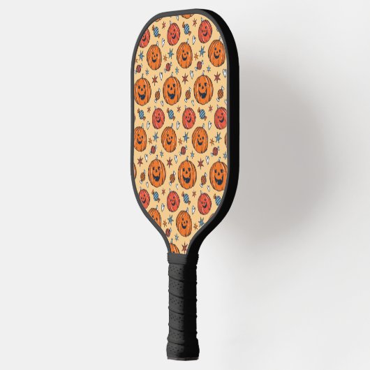 Spooky Pumpkin Halloween Pattern Pickleball Paddle (Links)