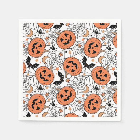 Spooky Pumpkin Halloween Pattern Servet (Voorkant)