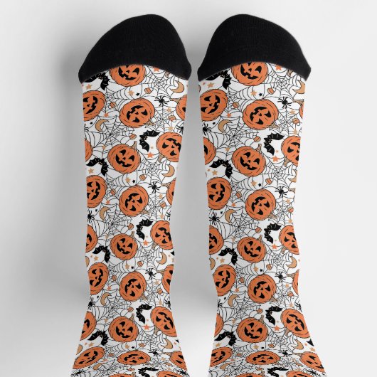 Spooky Pumpkin Halloween Pattern Sokken (Top)