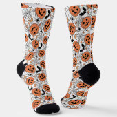 Spooky Pumpkin Halloween Pattern Sokken (Gebogen)