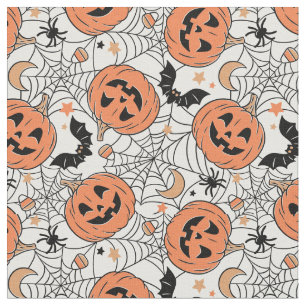 Spooky Pumpkin Halloween Pattern Stof