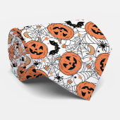 Spooky Pumpkin Halloween Pattern Stropdas (Opgerold)