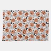 Spooky Pumpkin Halloween Pattern Theedoek (Horizontaal)