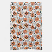 Spooky Pumpkin Halloween Pattern Theedoek (Verticaal)