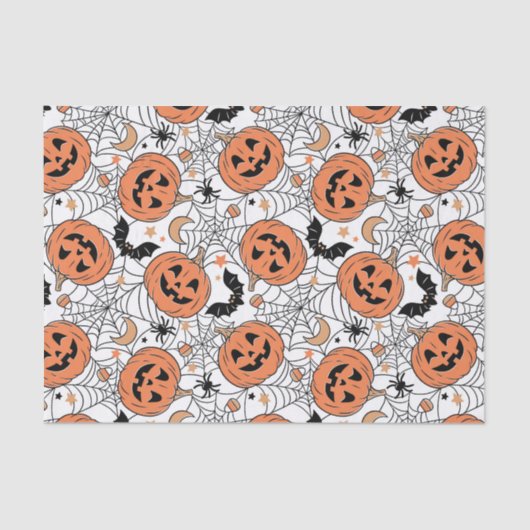 Spooky Pumpkin Halloween Pattern Tissuepapier (Voorkant)