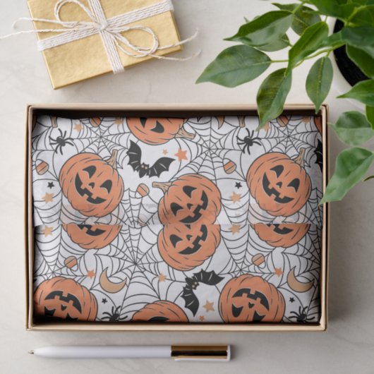 Spooky Pumpkin Halloween Pattern Tissuepapier (Geschenk)