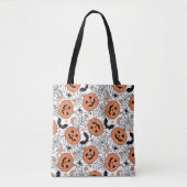Spooky Pumpkin Halloween Pattern Tote Bag (Voorkant)