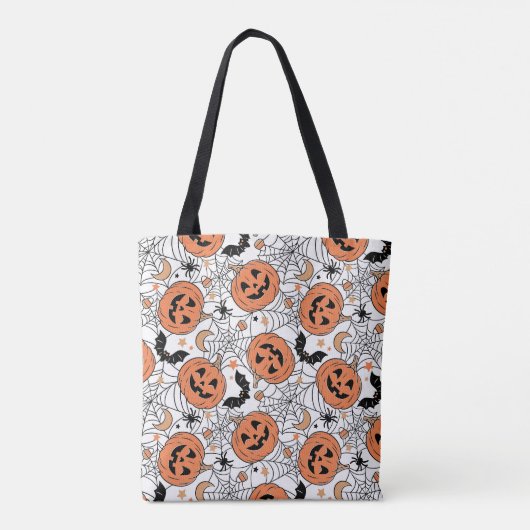 Spooky Pumpkin Halloween Pattern Tote Bag (Achterkant)