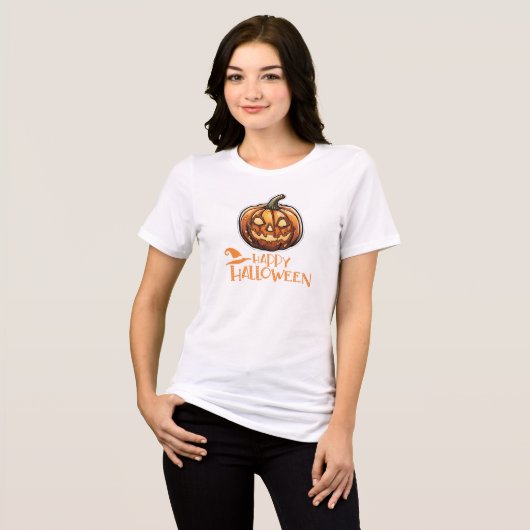 Spooky Pumpkin, Halloween Vibe Tri-Blend Shirt (Voorkant volledig)