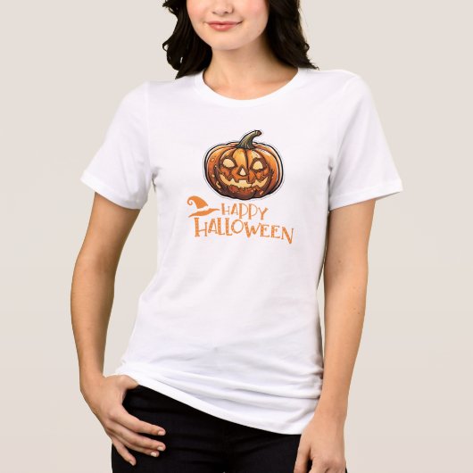 Spooky Pumpkin, Halloween Vibe Tri-Blend Shirt (Voorkant)
