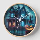 Spooky Pumpkin Halloween Wall Clock (Voorkant)