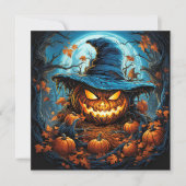 Spooky Pumpkin Happy Halloween Art Kaart (Voorkant)