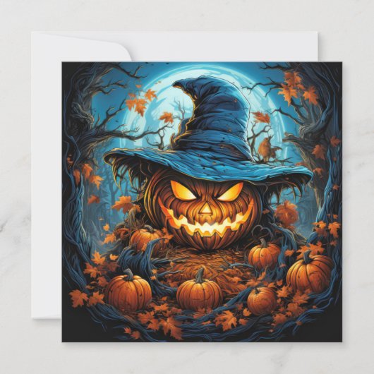 Spooky Pumpkin Happy Halloween Art Kaart (Voorkant)