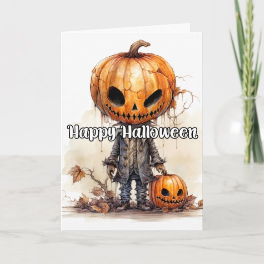 Spooky Pumpkin Happy Halloween Kaart (Voorkant)