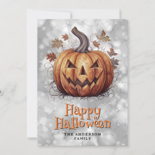Spooky Pumpkin Happy Halloween-kaart Feestdagenkaart