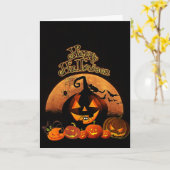 Spooky Pumpkin Happy Halloween-kaart Kaart (Gele Bloem)