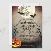 Spooky Pumpkin Haunted Halloween Party Kaart (Voorkant)
