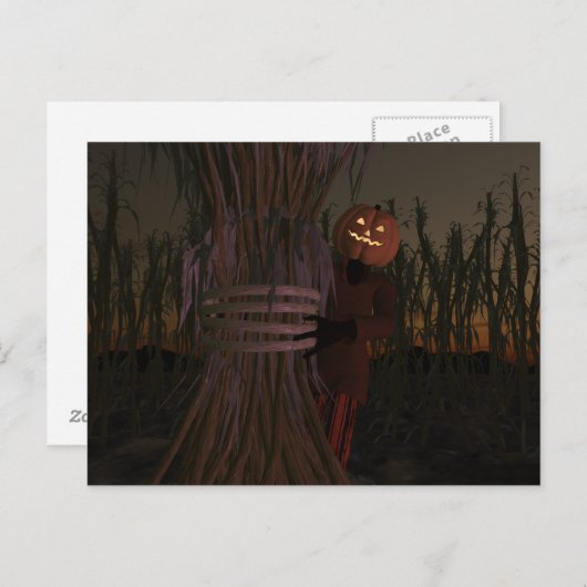 Spooky Pumpkin Head Scarecrow Briefkaart (Voorkant / Achterkant)