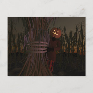 Spooky Pumpkin Head Scarecrow Briefkaart
