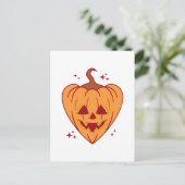 Spooky Pumpkin Heart Halloween Briefkaart (Staand voorkant)
