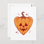 Spooky Pumpkin Heart Halloween Briefkaart (Voorkant / Achterkant)