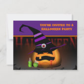Spooky Pumpkin Kinder Halloween Party Invitation (Voorkant)