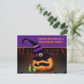 Spooky Pumpkin Kinder Halloween Party Invitation (Staand voorkant)