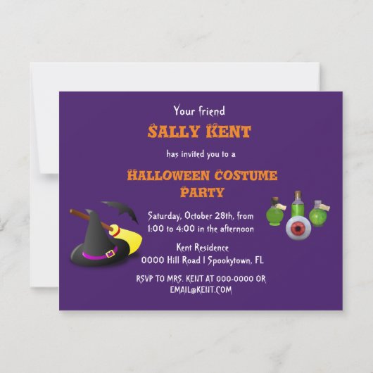 Spooky Pumpkin Kinder Halloween Party Invitation (Achterkant)