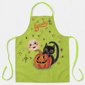 Spooky Pumpkin Kitten Moon - Lime Green Schort (Voorkant)