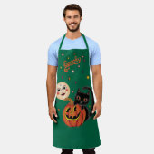 Spooky Pumpkin Kitten Moon - Oerwoud Groen Schort (Gedragen)