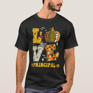 Spooky Pumpkin Love Halloween Principal Teacher St T-shirt