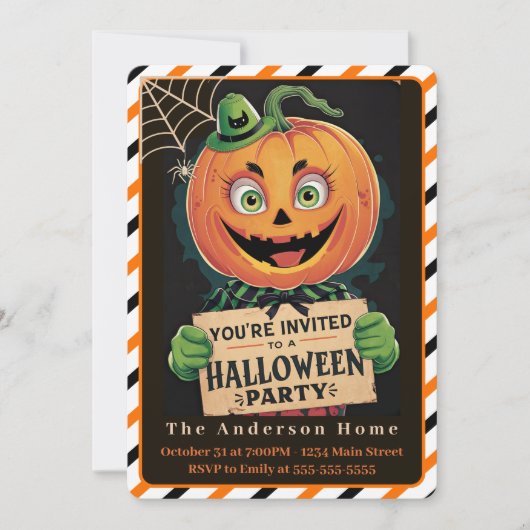  Spooky Pumpkin Man Halloween Party Kaart (Voorkant)