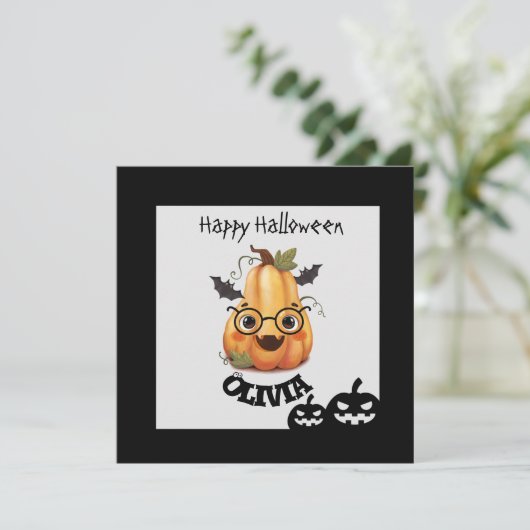Spooky Pumpkin met bril Halloween-kaart (Staand voorkant)