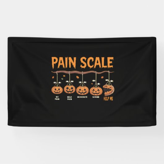 Spooky Pumpkin Pain Scale Trauma Nurse Triage Hall Spandoek (Horizontaal)