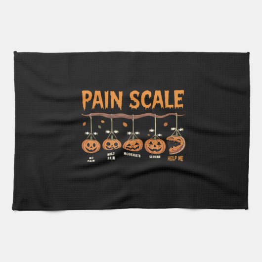 Spooky Pumpkin Pain Scale Trauma Nurse Triage Hall Theedoek (Horizontaal)