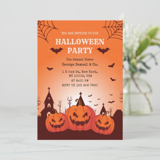 Spooky Pumpkin Palace Halloween Business Kaart (Staand voorkant)