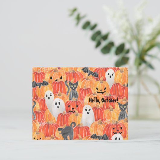 Spooky Pumpkin Patch Briefkaart (Staand voorkant)