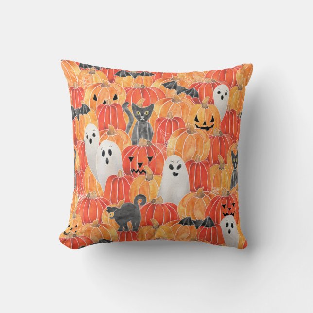 Spooky Pumpkin Patch Kussen (Voorkant)