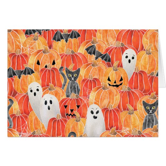 Spooky Pumpkin Patch Notecards (Voorkant Horizontaal)